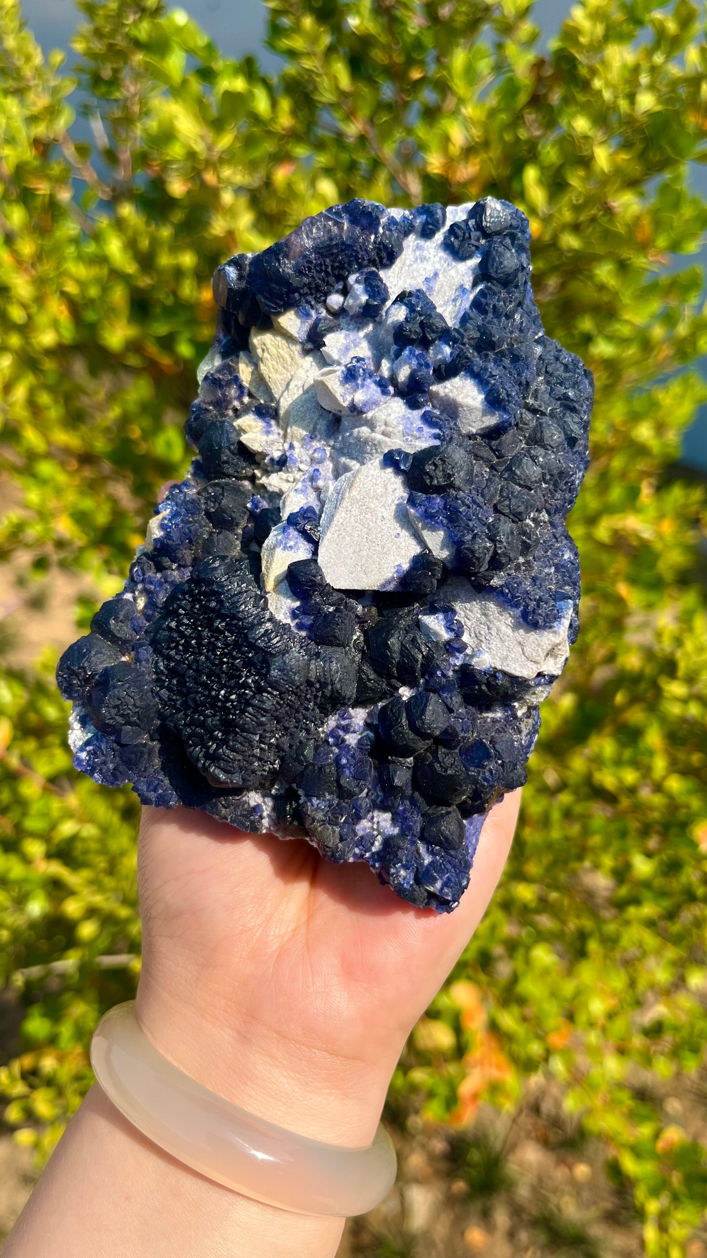 0.6KG Natural Blueberry Fluorite Raw Mineral Specimen
