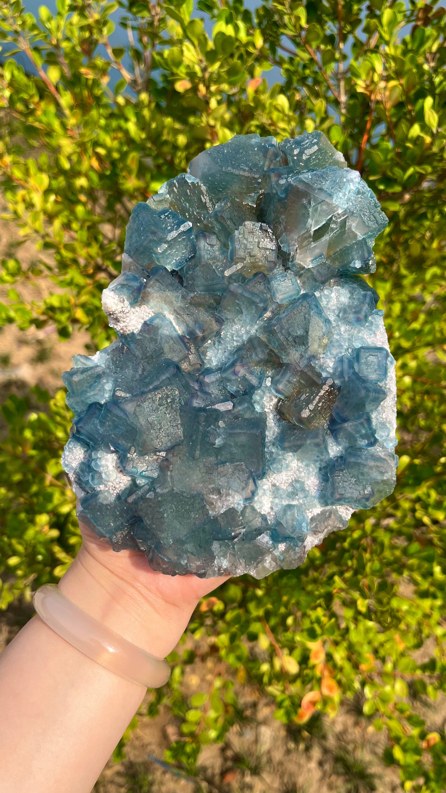 1.1KG Natural Blue-Green Cubic Fluorite Raw Mineral Specimen