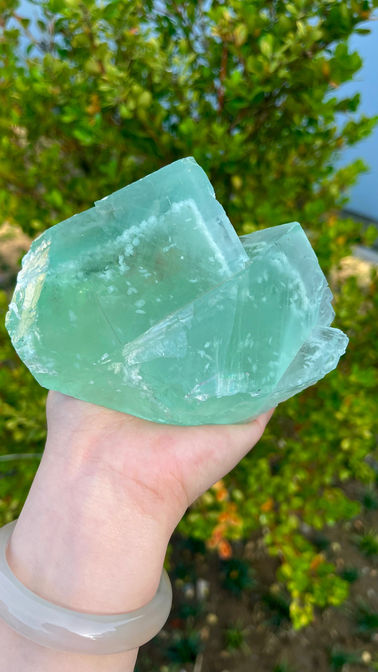 0.7KG Ice Transparent Green Fluorite Natural Raw Crystal Specimen