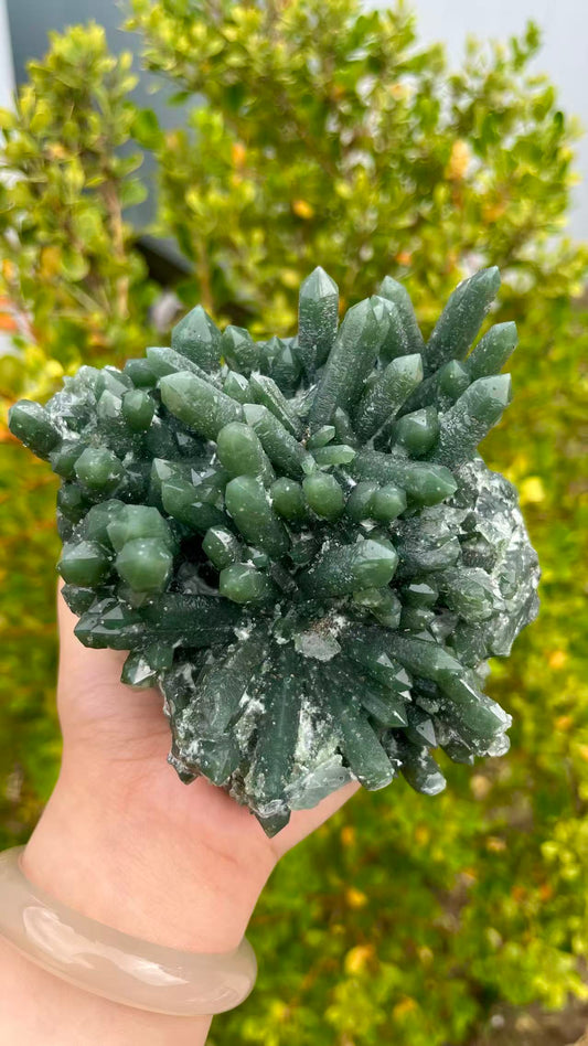 0.7KG Perfect Cluster Natural Green Quartz Crystal Specimen
