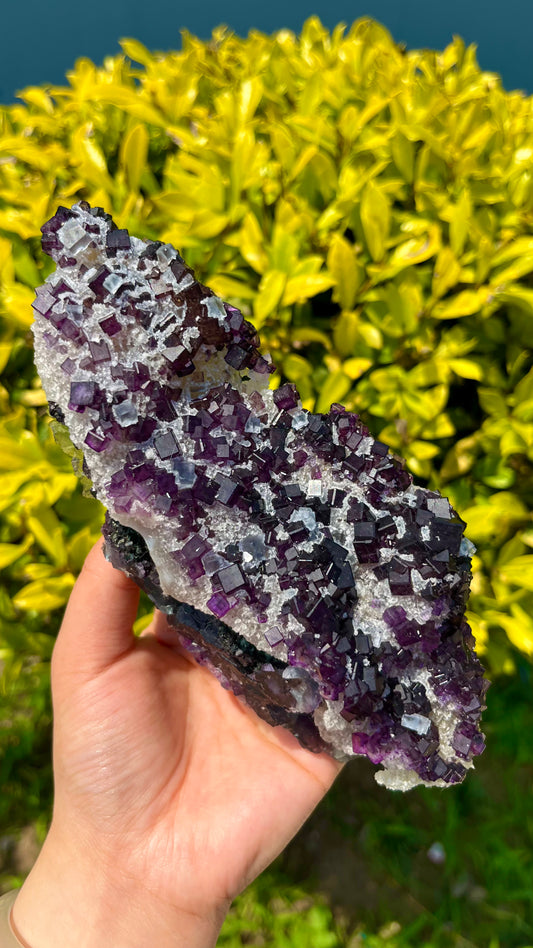 0.4KG Natural Cube Purple Fluorite Raw Specimen