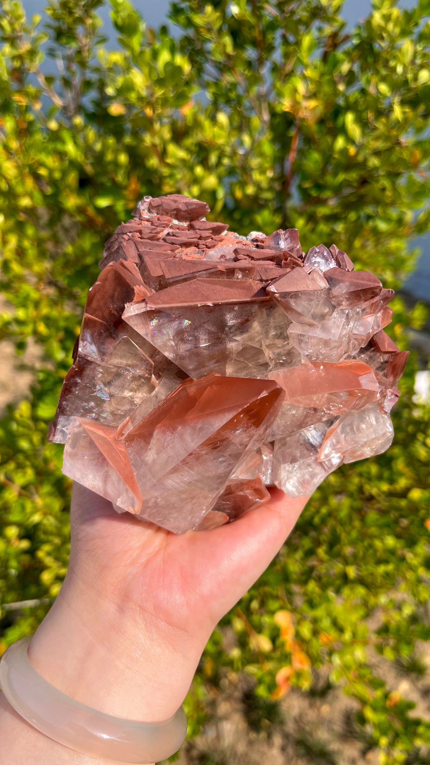 Natural Red Calcite Cluster Collectible Mineral 0.6KG
