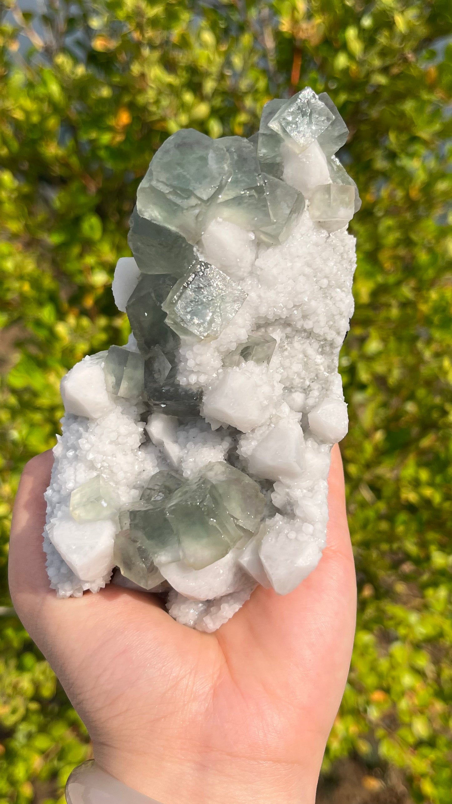 0.3KG Green Fluorite Symbiotic Candle Quartz Mineral Specimen
