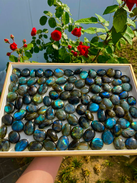1KG Wholesale Labradorite Tumbled Stones About 54 Pieces Per KG
