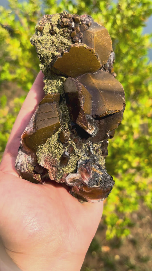 0.5KG Coffee Calcite Symbiotic Pyrite Mineral Specimen