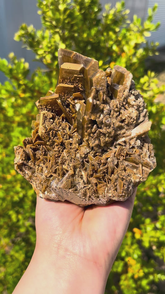 Natural Raw Yellow Barite Cluster 0.8KG Spiritual Decor