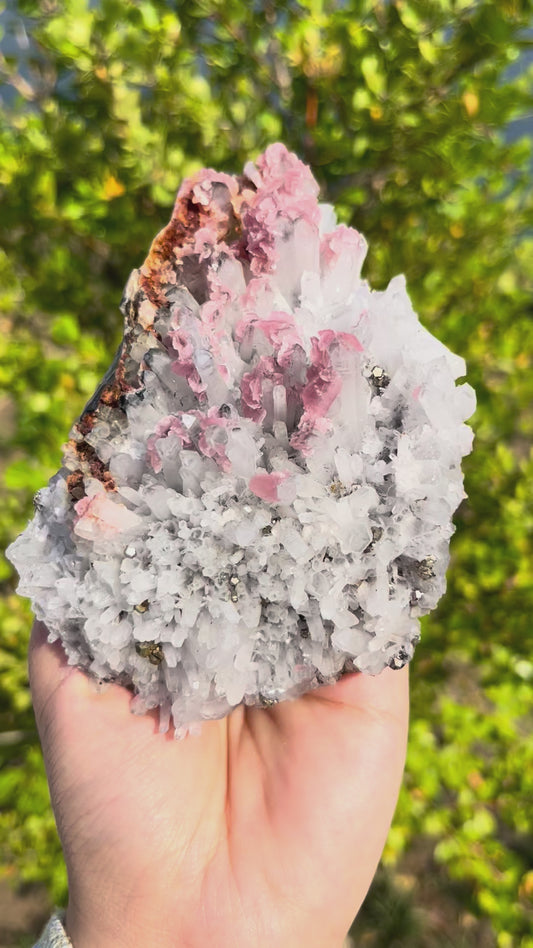 0.4KG Natural Quartz Intergrowth Rhodochrosite Specimen