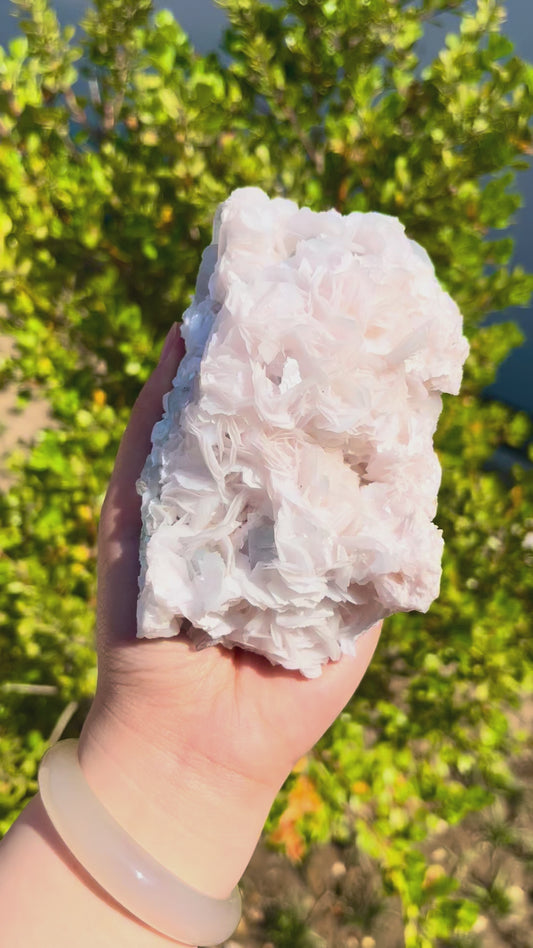 0.4KG Natural Sheet Rose Calcite Symbiotic Fluorite Specimen